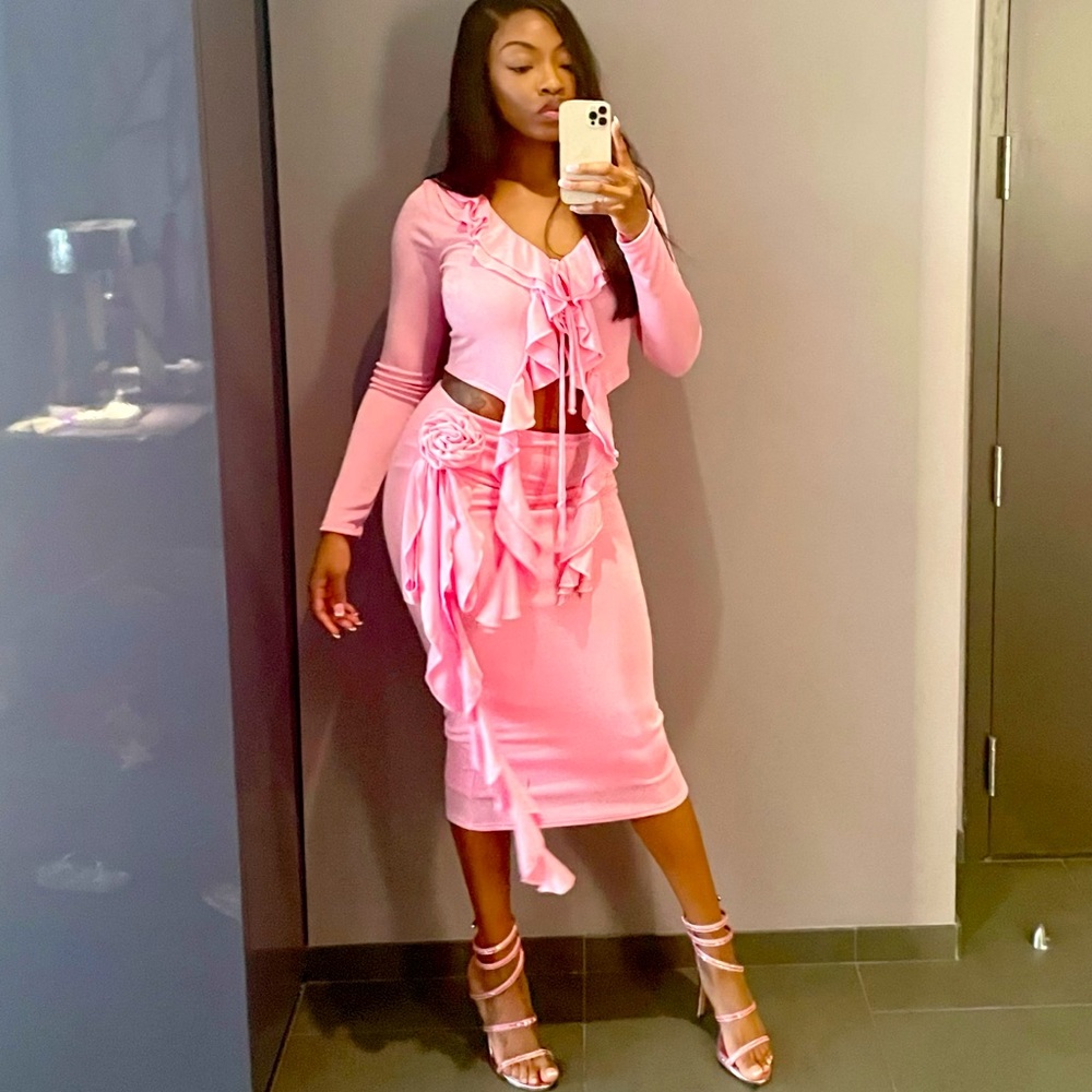 Light pink two piece skirt set